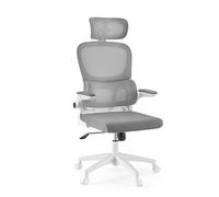 MyBuero Sedia girevole ergonomica ERGOMY Flex braccioli pieghevoli, sedia da ufficio con supporto lordosi flessibile, schienale in rete, tessuto grigio