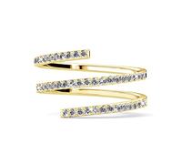 MYC-Paris - Anello a spirale - Ottone di alta qualità + placcato oro 18 carati - 51 cristalli austriaci di alta qualità - Regalo di compleanno, festa della mamma, Natale - oro rosa o argento