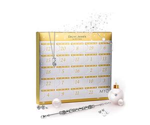 MYC-PARIS - Calendario dell'Avvento MYC - Colore Argento - Bracciale + Pendente + Orecchini - Cristallo austriaco di alta qualità - Regalo di compleanno, festa della mamma, Natale