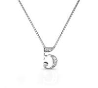 MYC-Paris - Ciondolo con numero - Ottone + Placcato rodio + Cristallo austriaco - Regalo di compleanno, festa della mamma, Natale - Numero 5