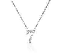 MYC-Paris - Ciondolo con numero - Ottone + Placcato rodio + Cristallo austriaco - Regalo di compleanno, festa della mamma, Natale - Numero 7