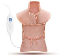 MYCARBON Termoforo Elettrico Cervicale e Spalle 60x100cm 6 Livelli di Calore e 4 Timer con Telecomando Grande Cuscino Termico Riscaldante Chiusura a Bottoni e Laccetti