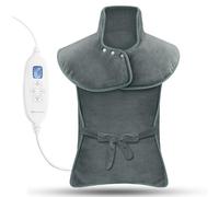 MYCARBON Termoforo Elettrico Cervicale e Spalle 60x100cm 6 Livelli di Calore e 4 Timer con Telecomando Grande Cuscino Termico Riscaldante Chiusura a Bottoni e Laccetti