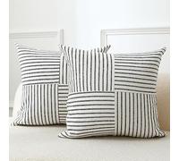 MYCDXE Set di 2 federe per cuscini 45 x 45 cm, motivo patchwork a righe nere, per divano, sedia, camera da letto, arredamento moderno (M013)