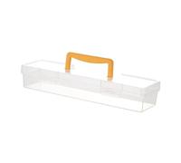 MYCENSE Cassetta degli attrezzi trasparente con manico, contenitore portatile per il trasporto antipolvere, organizer per attrezzi da viaggio, giallo, 33,3 x 9,3 x 6 cm
