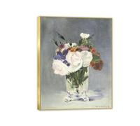 MYCGGDGH Edouard Manet Canvas Wall Art Flowers In a Crystal Vase Poster famoso Arte Still Life dipinti famosi Flower Pictures Decor per soggiorno 65x50cm(26x19in) incorniciata
