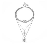 Mycian Regalo Donna 18 Anni Compleanno, Collana Croce Donna Strati D'Argentolega Rilievo di Gesù con Doppia Croce Ad Anello Collana per Donna Ragazze