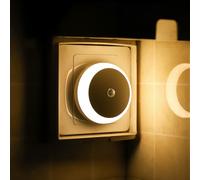 myCozyLite Luce notturna con sensore crepuscolare, luce bianca calda, sensore di luce, luce intelligente, luce notturna per camera da letto, bagno, cucina, rotonda, confezione da 2