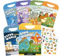 mycustomy - 6 Libri Stickers Bambini Attacca Stacca - BPA Free con 120 Adesivi Riutilizzabili e Lavabili