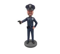 mydedor Bobblehead di polizia personalizzato, statuetta personalizzata poliziotto fatto a mano, decorazione tributo eroe, regalo unico per fidanzato, papà, personale delle forze dell'ordine
