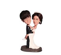 mydedor Personalizzato Bobble-Heads: Bella Coppia di Nozze Figurine Personalizzate | Regalo di Scultura Testa Bobble Personalizzato fatto a Mano per Coppie