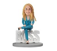 mydedor Personalizzato Bobble-Heads Figurine Bambola personalizzata, Lady Boss in vestito blu con testa bobble personalizzata, figura regalo di scultura personalizzata fatta a mano per le donne