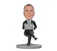 mydedor Personalizzato Bobble-Heads Figurine Bambola personalizzata, uomo d'affari in abito nero con la testa di bobble personalizzata del computer portatile