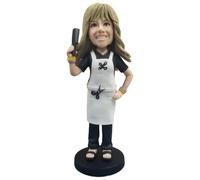 mydedor Statuetta Bobblehead 3D personalizzata per parrucchiere dalla foto, Bobblehead personalizzati su tutto il corpo in argilla poli fatti a mano, regalo Bobblehead personalizzato per la pensione