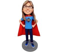 mydedor Statuetta Bobbleheads personalizzata Bambola, Super Mom Custom Bobble Head, figura di testa Bobble fatta a mano, scultura personalizzata regalo per le donne