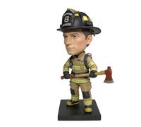 mydedor Testa di pompiere personalizzata Bobblehead, statuetta 3D personalizzata da foto, statua a corpo intero in argilla polimerica fatta a mano con ascia da fuoco, regalo per pompiere, compleanno