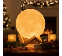 Mydethun 18cm Moon lampada luna luce notturna per bambini regalo per donne di ricarica USB touch control e luminosità due tono bianco caldo e freddo