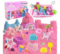MYDOVA Unicorno Principessa Tema Sensory Bin, Play Sand Kit per ragazze con 1,1 kg di sabbia arcobaleno, Ice Cream & Castle Models, Building Tools, giocattoli educativi per bambini dai 3 agli 8 anni
