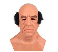 MYDVDHDV Halloween Grandpa Wig Old Man Cosplay Mask Headwear Bald Old Man Head Scary Cosplay Mask Horror Headwear for Halloween Carnival Costume Party Props