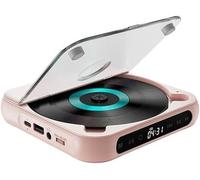 MYDZSI Lettore CD Portatile, Riproduzione Wireless e cablata, Altoparlanti integrati, Mini Lettori CD Ricaricabili for Viaggi, casa, Auto(Pink)