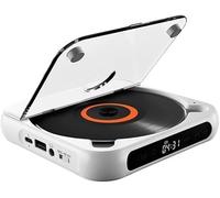 MYDZSI Lettore CD Portatile, Riproduzione Wireless e cablata, Altoparlanti integrati, Mini Lettori CD Ricaricabili for Viaggi, casa, Auto(White)