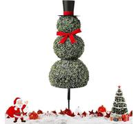 MYDZSWZX Topiaria Natalizia da Esterno a Forma di Pupazzo Neve, Vaso for Albero a Artificiale con Luce e Fiocco Rosso, Cappello Babbo Natale, for la Decorazione(with Light-1pc)