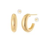 MYEARS Orecchini a cerchio da donna, in oro 14 carati, piccoli, semplici e realizzati a mano, ipoallergenici, per uso quotidiano, One Size, Ottone Metallo Oro giallo, Nessuna pietra preziosa