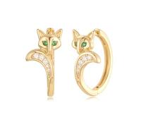 MYEARS Orecchini a cerchio da donna, placcati in oro 14 carati, piccoli, semplici, ipoallergenici, per uso quotidiano, Sanke/volpe/scorpione/uccello/coda di pesce, One Size, Ottone Metallo Oro giallo
