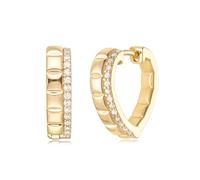 MYEARS Orecchini da donna in oro Huggie Hoop con zirconia cubica, placcati in oro 14 carati, piccoli, semplici, ipoallergenici, per tutti i giorni, One Size, Ottone Metallo Oro giallo, Zirconia cubica