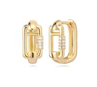 MYEARS Orecchini da donna in oro Huggie U Hoop placcati in oro 14 carati, piccoli, semplici, ipoallergenici, gioielli quotidiani, One Size, Ottone Metallo Oro giallo, Zirconia cubica