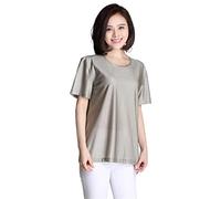 MYENA T-Shirt da Donna di Protezione dalle Radiazioni 5G, 100% in Fibra d'Argento Wave elettromagnetica Onda RFID Schermatura EMF Vestiti da Protezione EMF, RF/Microonde Protezione,Argento,XXL
