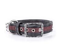 MyFamily Collare per Cane Regolabile in Similpelle Italiana Made in Italy, Finiture Metalliche in Argento Antico, Confortevole e Resistente, Fatto a Mano, Collezione London