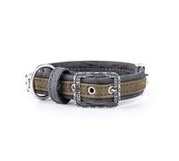 MyFamily Collare per Cane Regolabile in Similpelle Italiana Made in Italy, Finiture Metalliche in Argento Antico, Confortevole e Resistente, Fatto a Mano, Collezione London