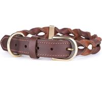 MyFamily Collare per Cani in Cuoio Ingrassato Marrone Ascot con Finiture in Ottone Inglese 2XL (49-59cm)