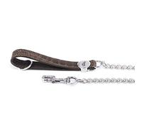 MyFamily Guinzaglio per Cane in Vera Pelle Italiana e Catena Made in Italy, Finiture Metalliche in Argento Antico, Pratico e Resistente, Fatto a Mano, Collezione Tucson
