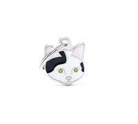 MyFamily Medaglietta Identificativa Gatto Made in Italy, Gatto Europeo Bianco e Nero, Collezione Friends, 19x22 mm
