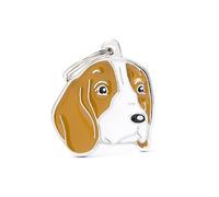 MyFamily Medaglietta per Cane Made in Italy, Beagle, Targhetta Cane, Smaltata a Mano in Metallo, Collezione Friends, 27x30 mm