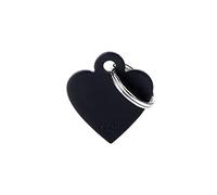 MyFamily Medaglietta per Cane Personalizzata, A Forma di Cuore Piccolo Nero, Targhetta Cane con Incisione Gratis, Smaltata a Mano in Metallo, Collezione Basic