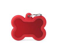 MyFamily Medaglietta per Cane Personalizzata, A Forma di Osso XL Rosso, Targhetta Cane con Incisione Gratis, Smaltata a Mano in Alluminio e Gomma, Collezione Hushtag