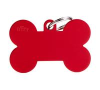 MyFamily Medaglietta per Cane Personalizzata, A Forma di Osso XL Rosso, Targhetta Cane con Incisione Gratis, Alluminio, Collezione Basic