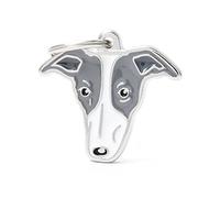 MyFamily Medaglietta per Cane Personalizzata, A Forma di Whippet, Targhetta Cane con Incisione Gratis, Smaltata a Mano in Metallo, Collezione Friends