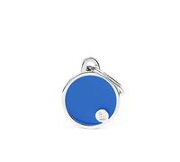 MyFamily Medaglietta per Cane Personalizzata Made in Italy, Cerchio Piccolo Blu, Targhetta Cane con Incisione Gratis, Smaltata a Mano in Metallo, Collezione Basic Handmade, 21x26 mm