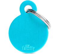 MyFamily Medaglietta per Cani e Gatti Personalizzabile Cerchio Basic Alluminio Azzurro S