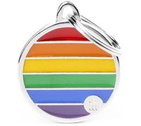 My Family Medaglietta per Cane Personalizzata Made in Italy, Cerchio Piccolo, Targhetta Cane con Incisione Gratis, Smaltata a Mano in Metallo, Collezione Rainbow