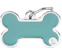 MyFamily Medaglietta per Cani Personalizzabile Osso Basic Handmade Azzurra L