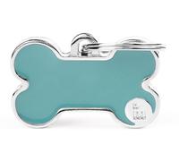 MyFamily Medaglietta per Cani Personalizzabile Osso Basic Handmade Azzurra S