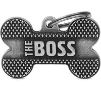 MyFamily Medaglietta per Cani Personalizzabile Osso Bronx Boss Argento Antico L