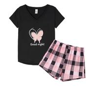 MyFav Pigiama da donna Carino Panda Maglietta da notte Top e pantaloncini Set Pigiama Comfort estivo da donna, farfalla, M