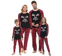 MyFav Set di pigiama natalizio a maniche lunghe, per donne, uomini, ragazze, ragazzi e bambini, Cervo luminoso per bambini, 12 anni