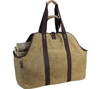 MYFIREPLACEDIRECT Borsa per legna da ardere in tela cerata, extra large, resistente, con manici e tracolla, borsa per il trasporto in legno resistente per caminetti e stufe a legna